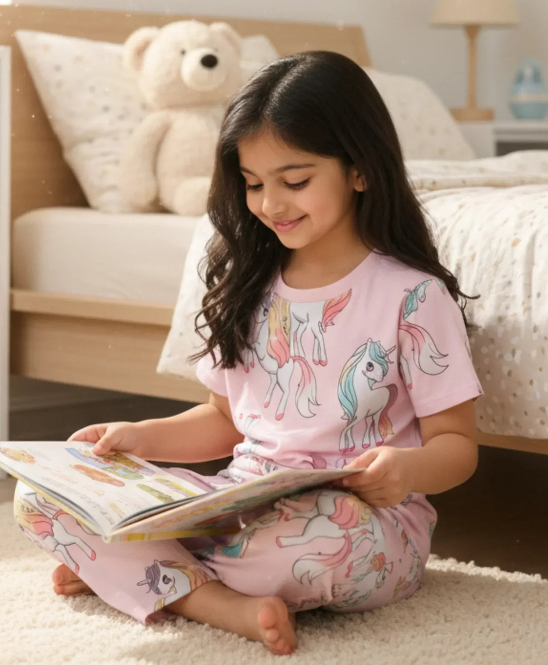 UNICORN STAR SHORT SLEEVE PYJAMA SET - PINK - Anthrilo 