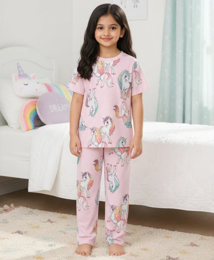 UNICORN STAR SHORT SLEEVE PYJAMA SET - PINK - Anthrilo 
