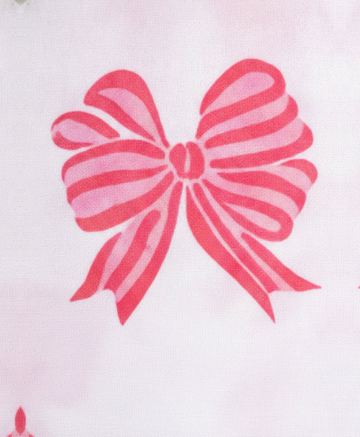Pink Bow Summer Black Leggings Set - White/Black