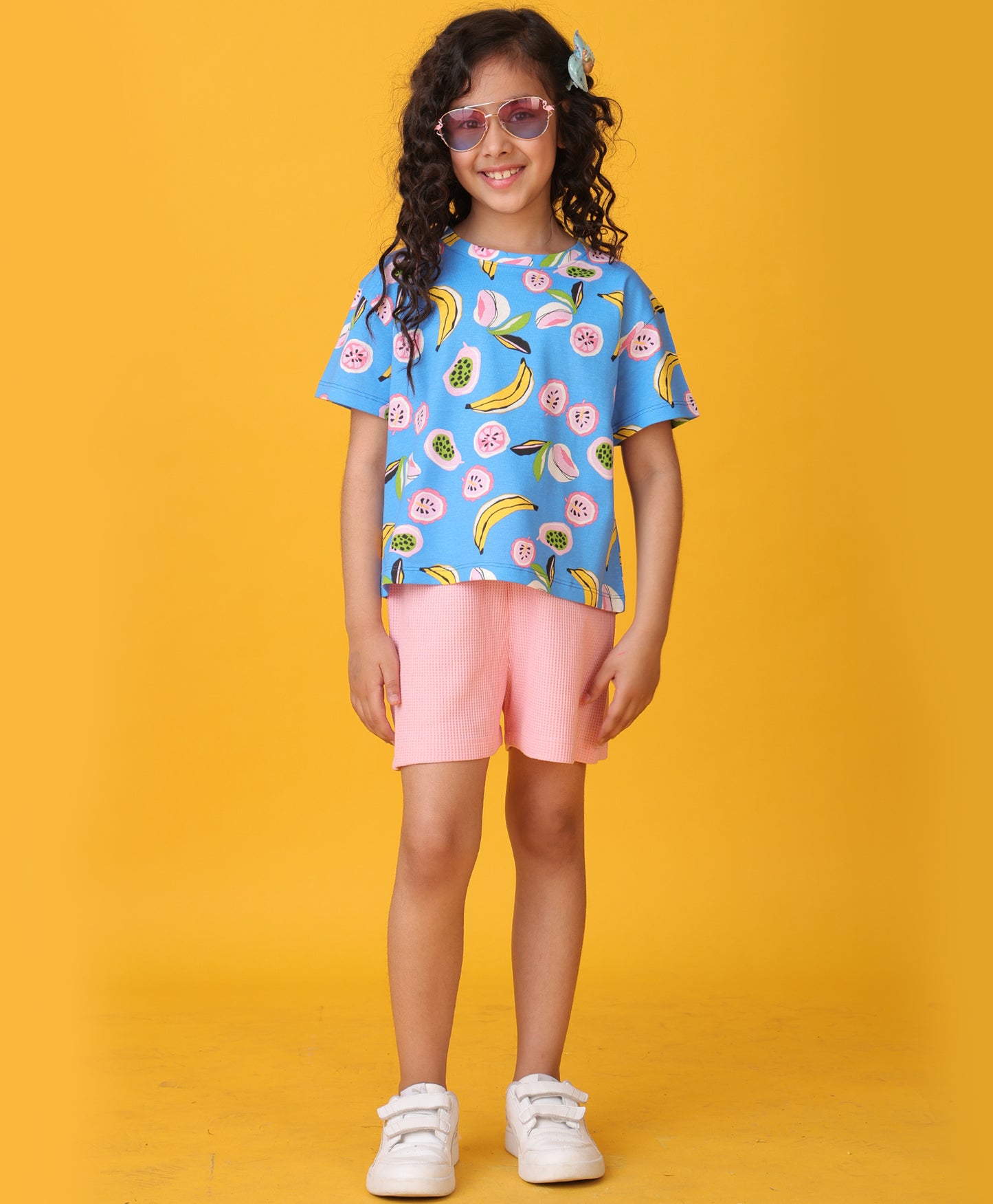 BANANA BERRY PINK SHORTS SET - BLUE/PINK
