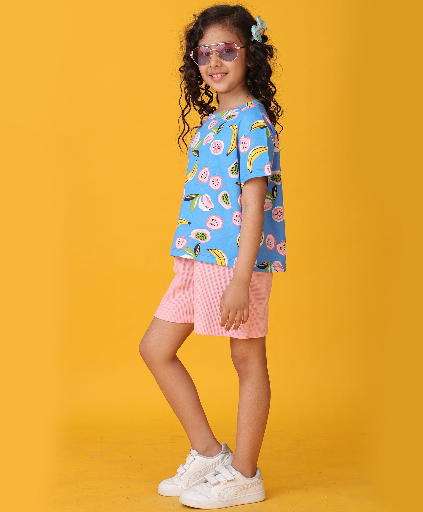 BANANA BERRY PINK SHORTS SET - BLUE/PINK