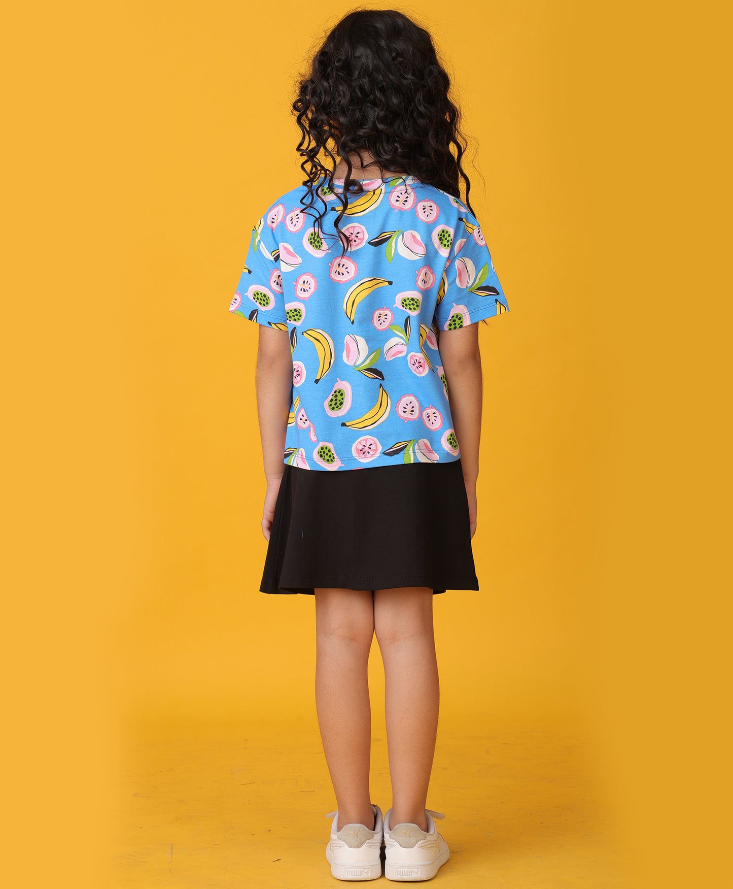 BANANA BERRY SUMMER BLACK SKIRT SET - BLUE/BLACK