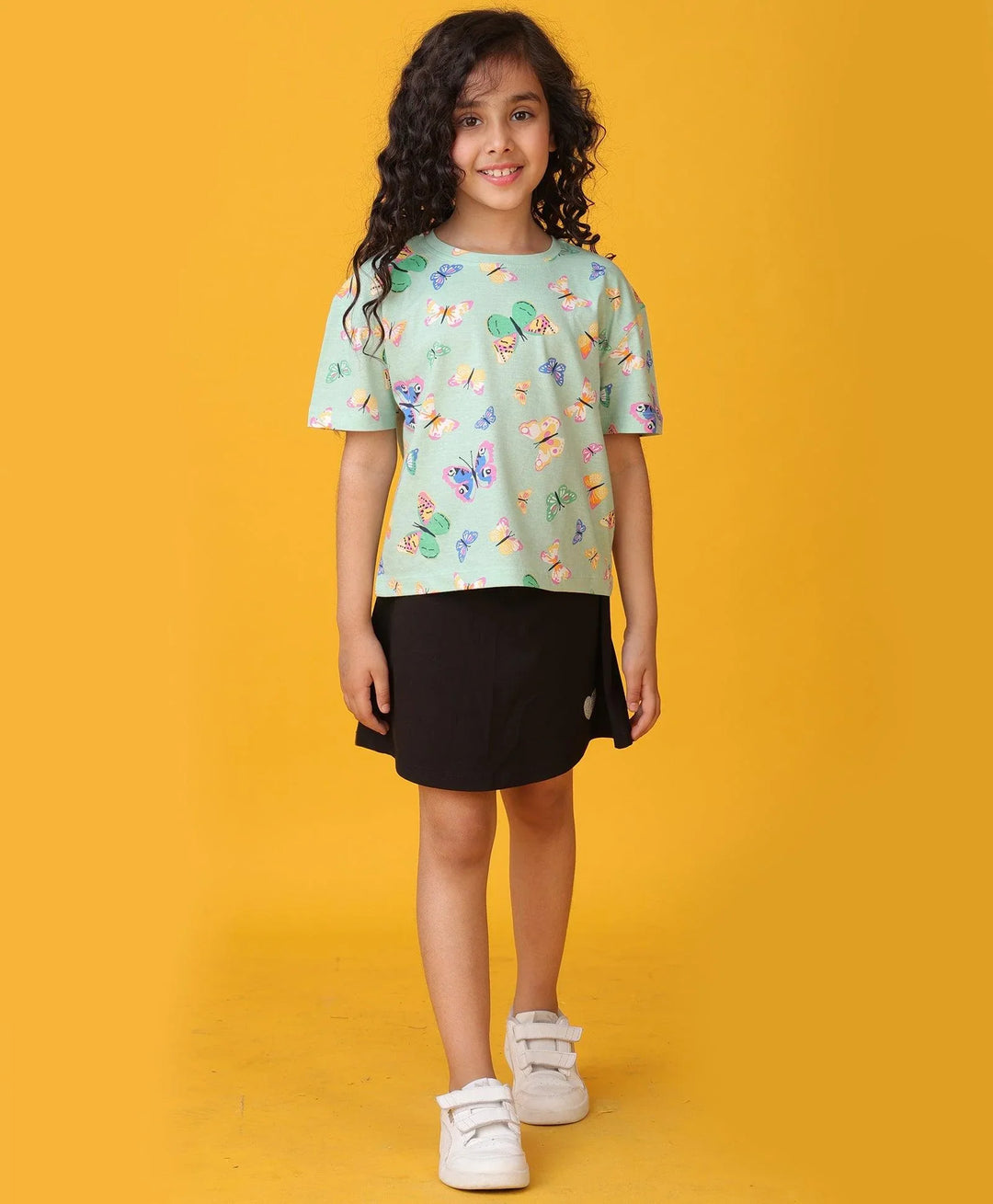BUTTERFLY SUMMER BLACK SKIRT SET - GREEN/BLACK - Anthrilo 