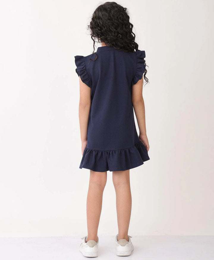 NAVY SILVER HEART DRESS - NAVY - Anthrilo 
