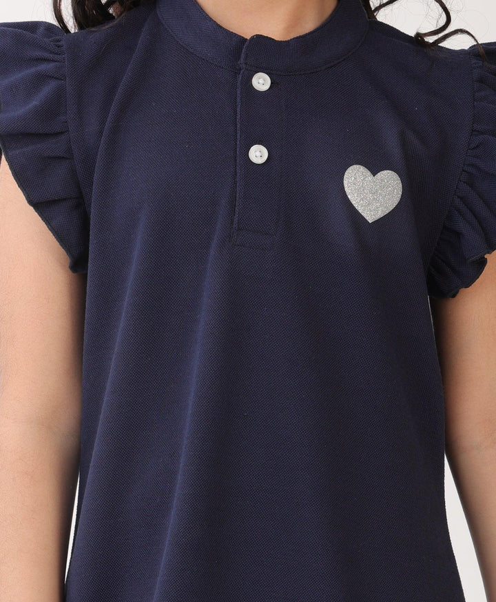 NAVY SILVER HEART DRESS - NAVY - Anthrilo 