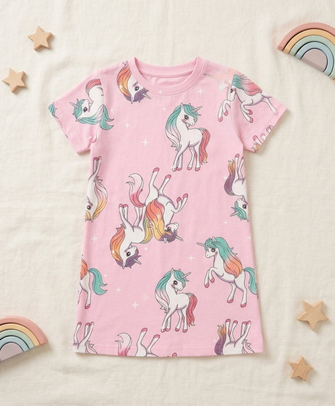 Unicorn Star Pretty Pink Night Dress - Pink