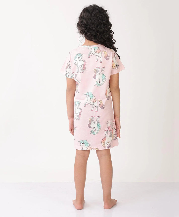 UNICORN STAR PRETTY PINK NIGHT DRESS - PINK - Anthrilo 