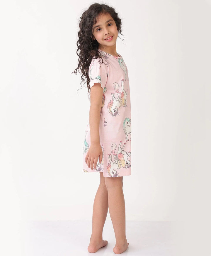 UNICORN STAR PRETTY PINK NIGHT DRESS - PINK - Anthrilo 