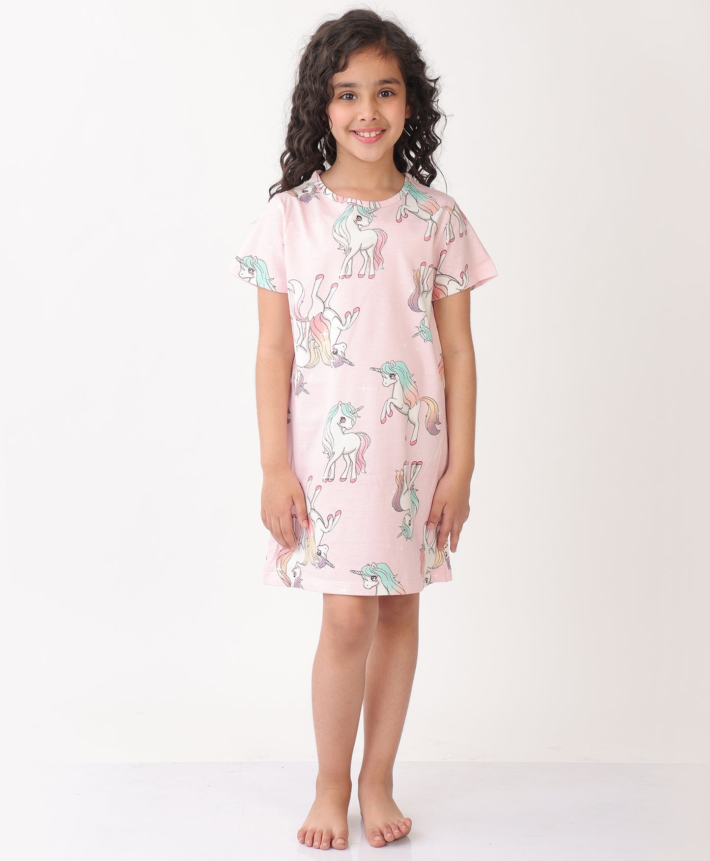 SUMMER UNICORN STAR PRETTY PINK NIGHT DRESS - PINK