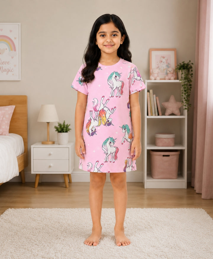 Unicorn Star Pretty Pink Night Dress - Pink