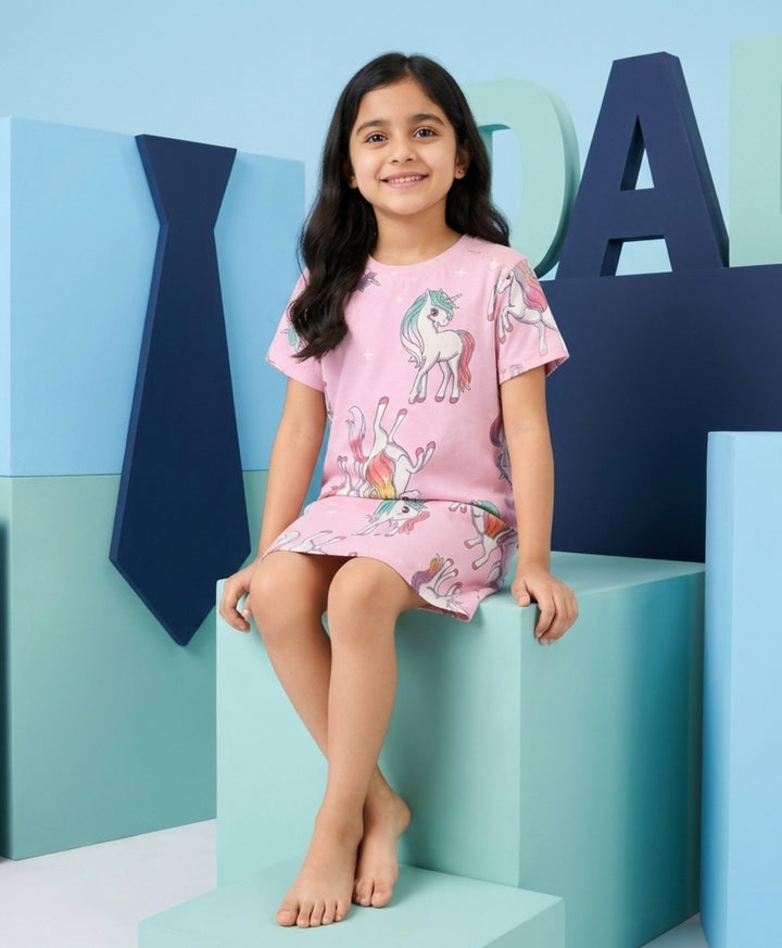 Unicorn Star Pretty Pink Night Dress - Pink