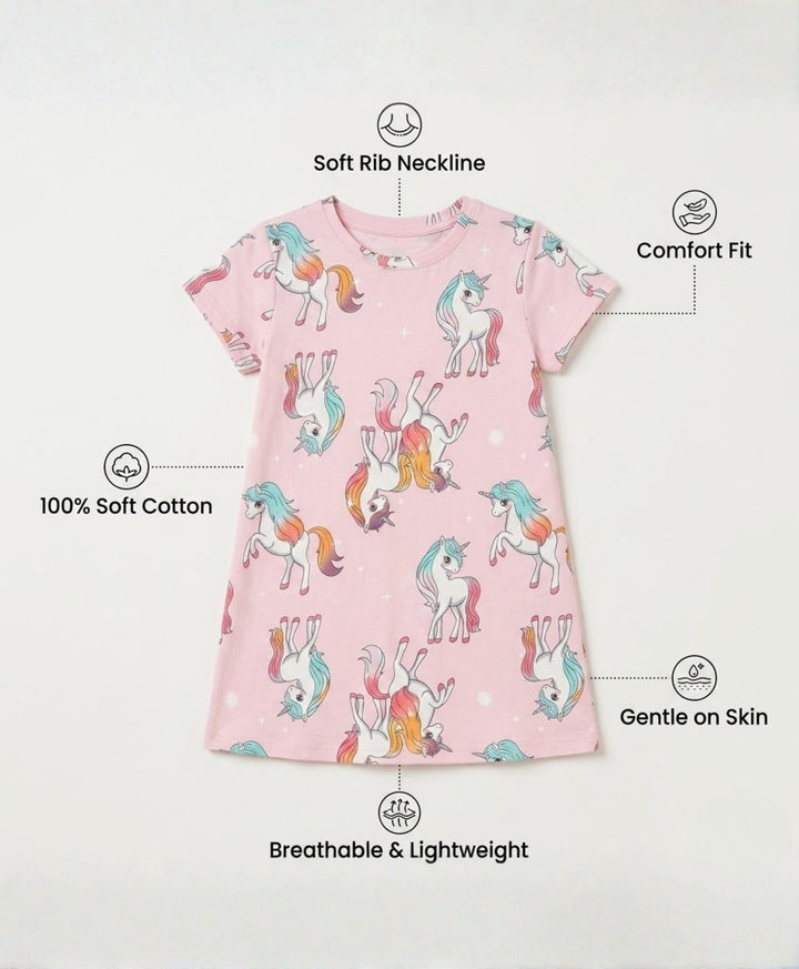 Unicorn Star Pretty Pink Night Dress - Pink