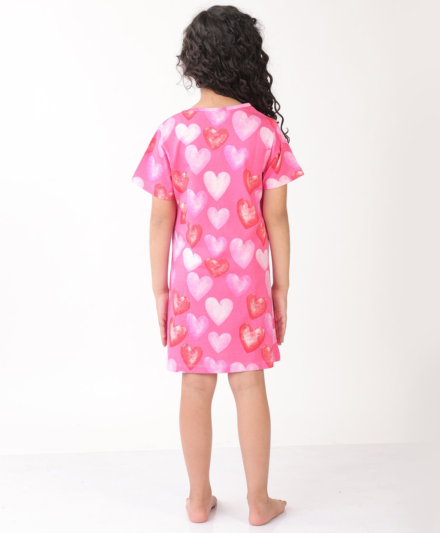 SUMMER PRETTY PINK HEART NIGHT DRESS - PINK