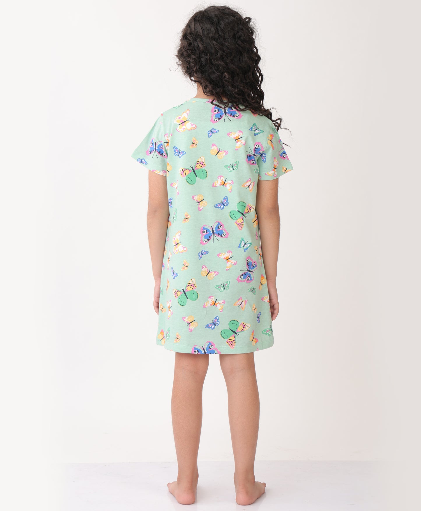SUMMER BUTTERFLY GREEN NIGHT DRESS - GREEN