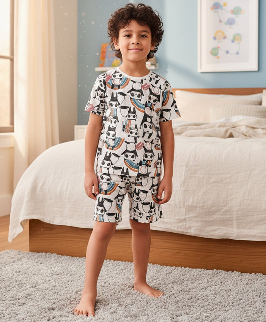 PANDA SLEEPWEAR SHORTS SET - WHITE - Anthrilo 