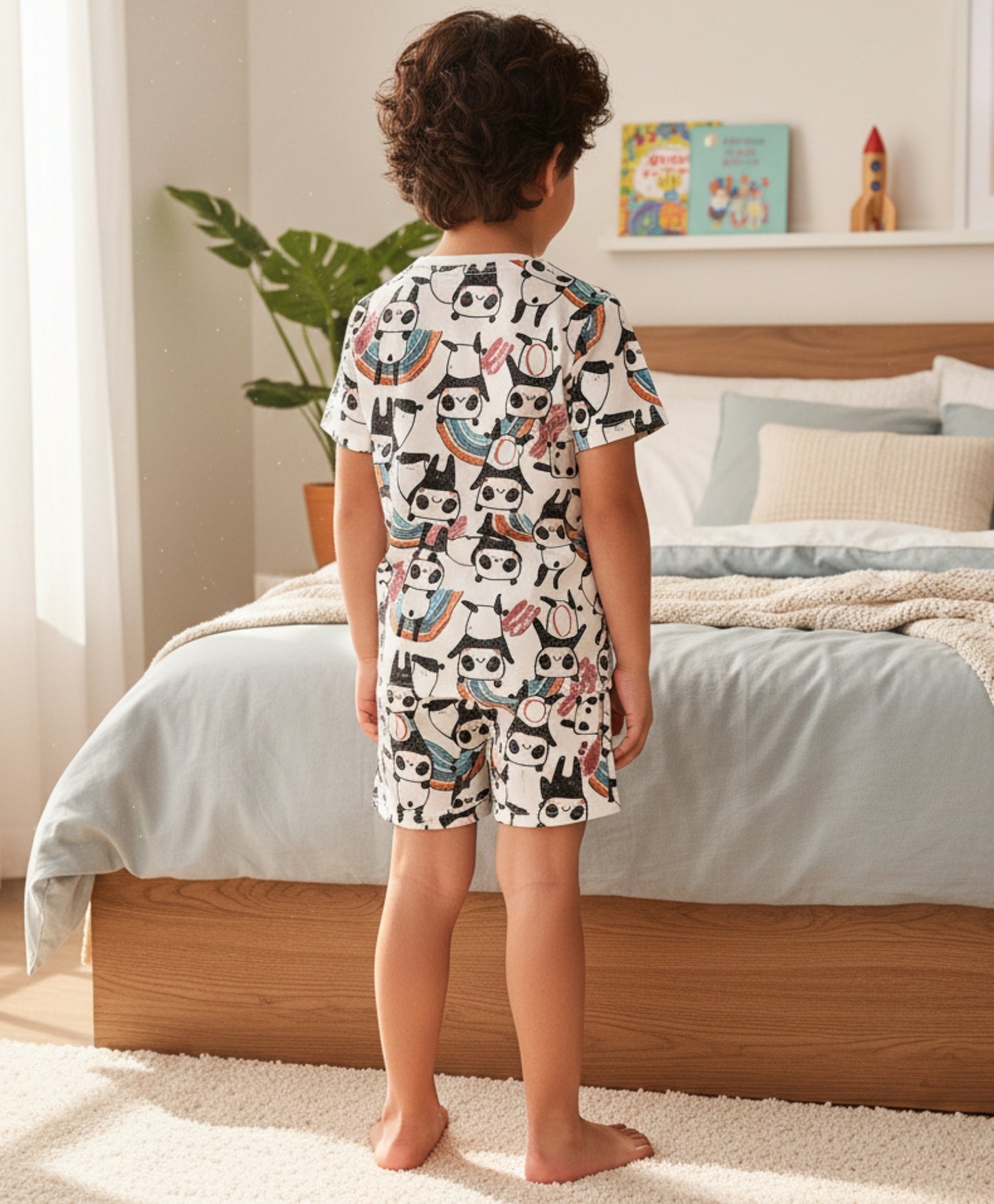 PANDA SLEEPWEAR SHORTS SET - WHITE - Anthrilo 