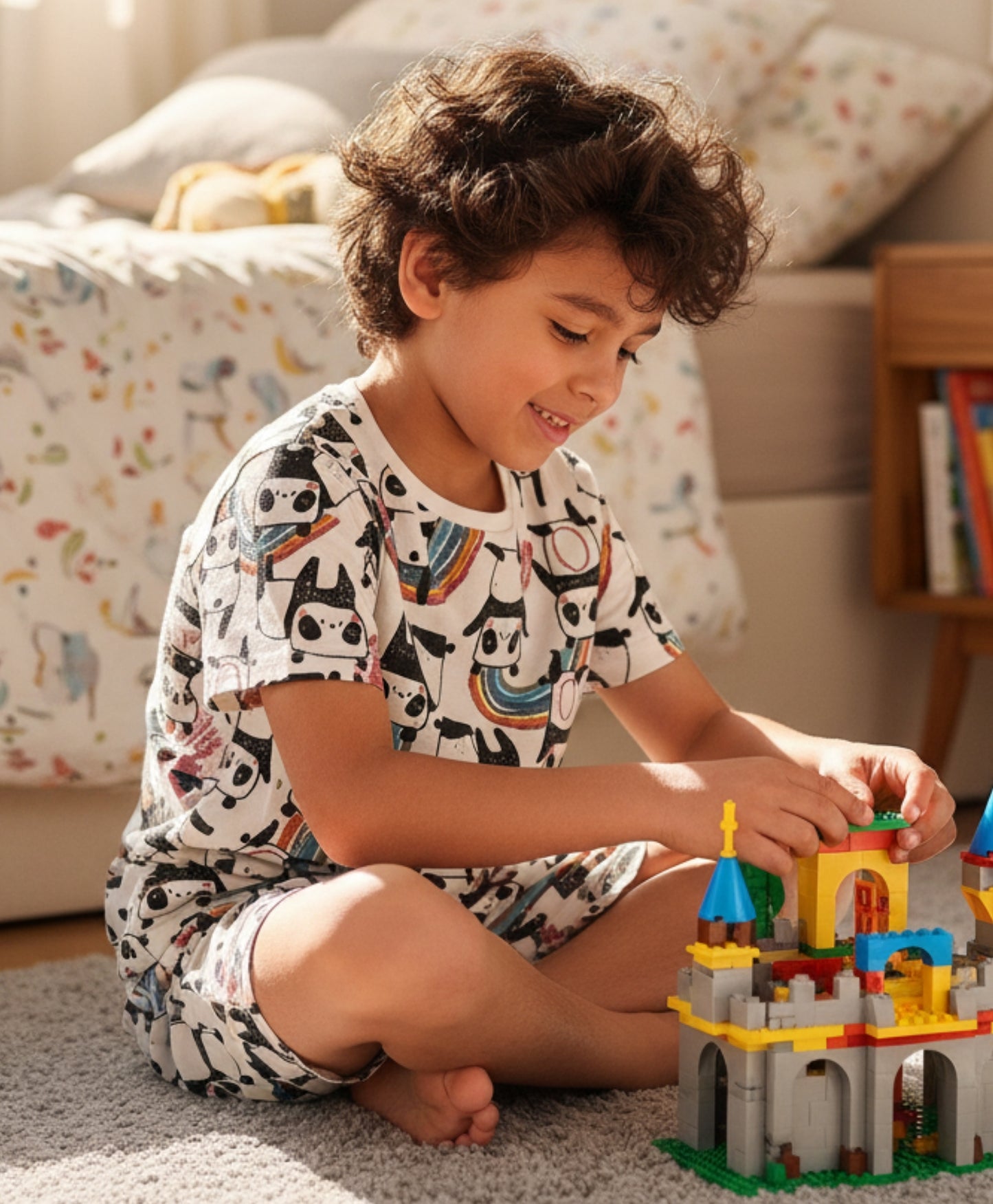 PANDA SLEEPWEAR SHORTS SET - WHITE - Anthrilo 