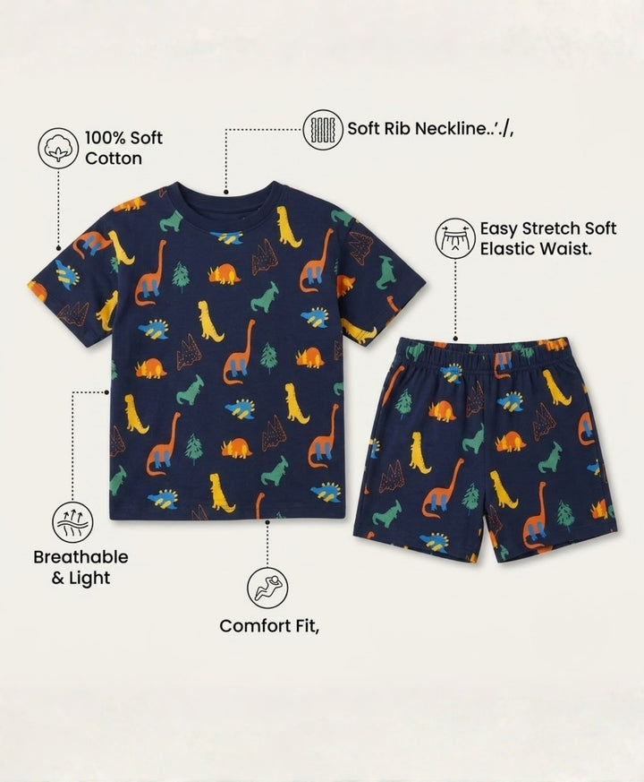 Dinosaur Fun Navy Sleepwear Shorts Set - Navy