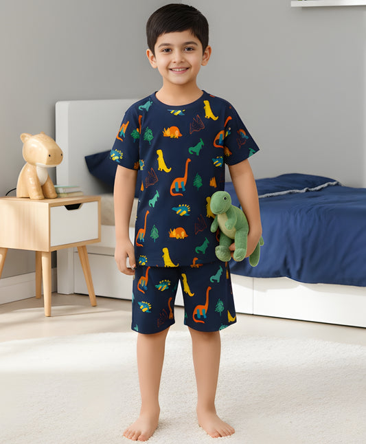 DINOSAUR FUN NAVY SLEEPWEAR SHORTS SET - NAVY