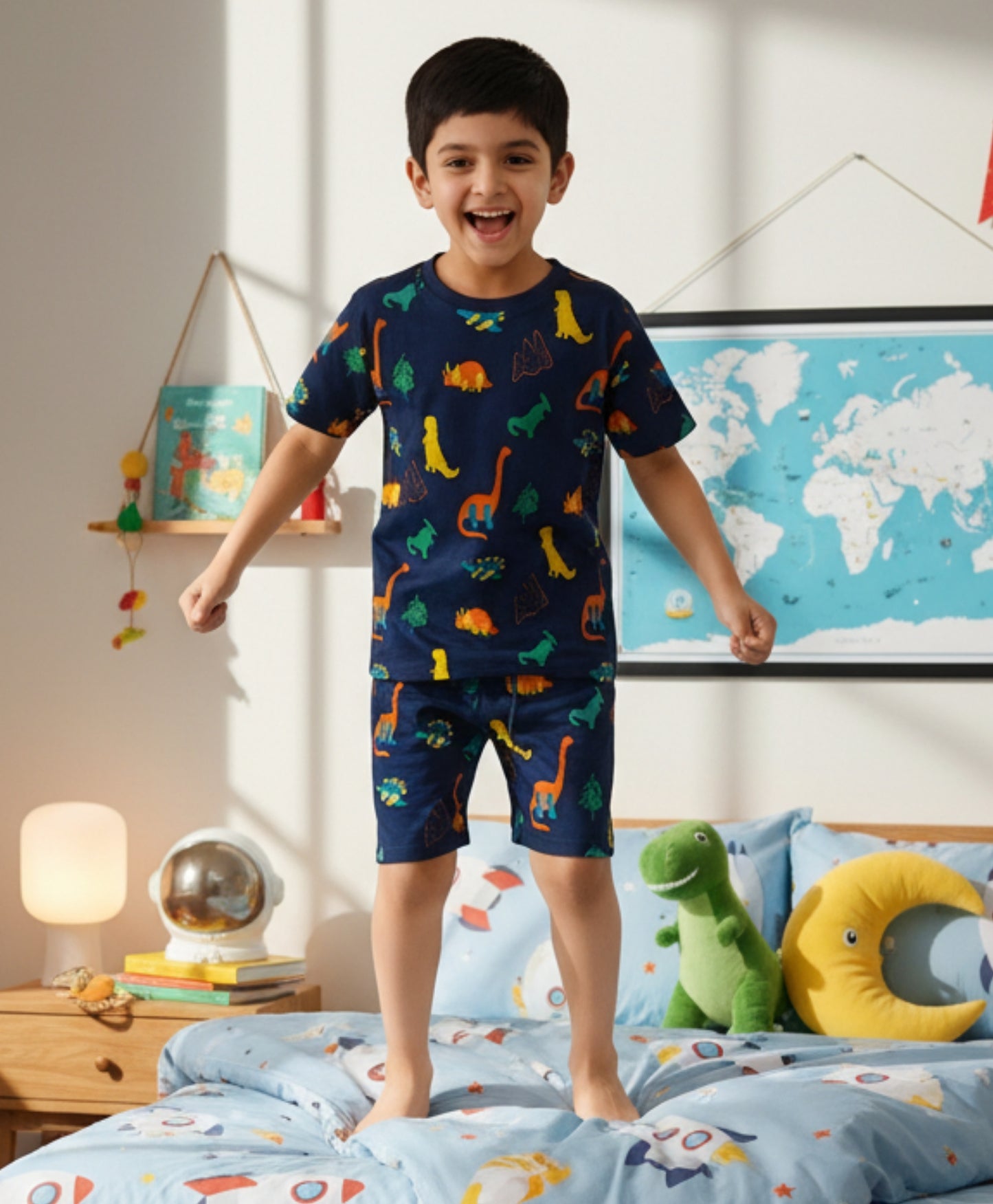 DINOSAUR FUN NAVY SLEEPWEAR SHORTS SET - NAVY