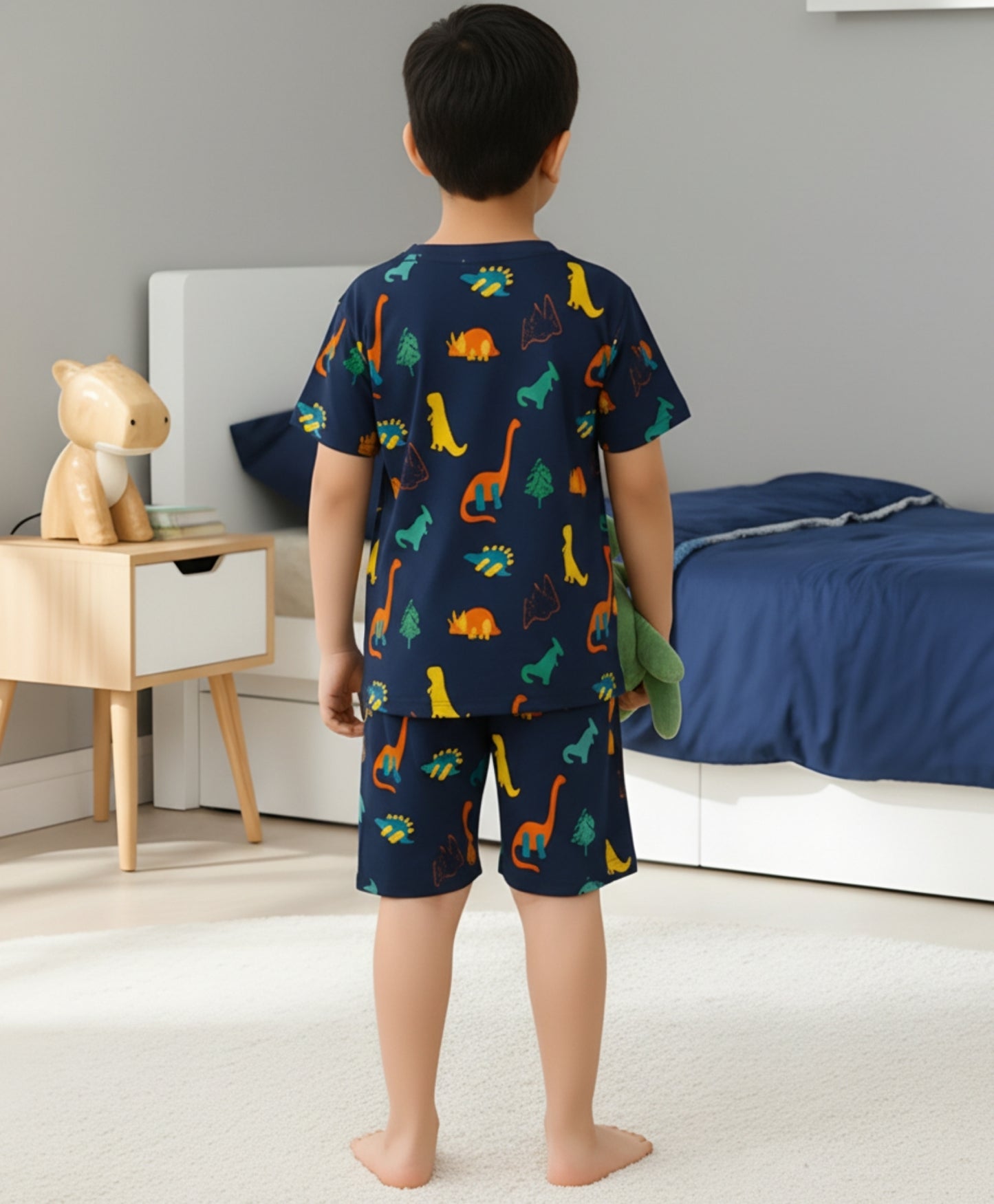 DINOSAUR FUN NAVY SLEEPWEAR SHORTS SET - NAVY