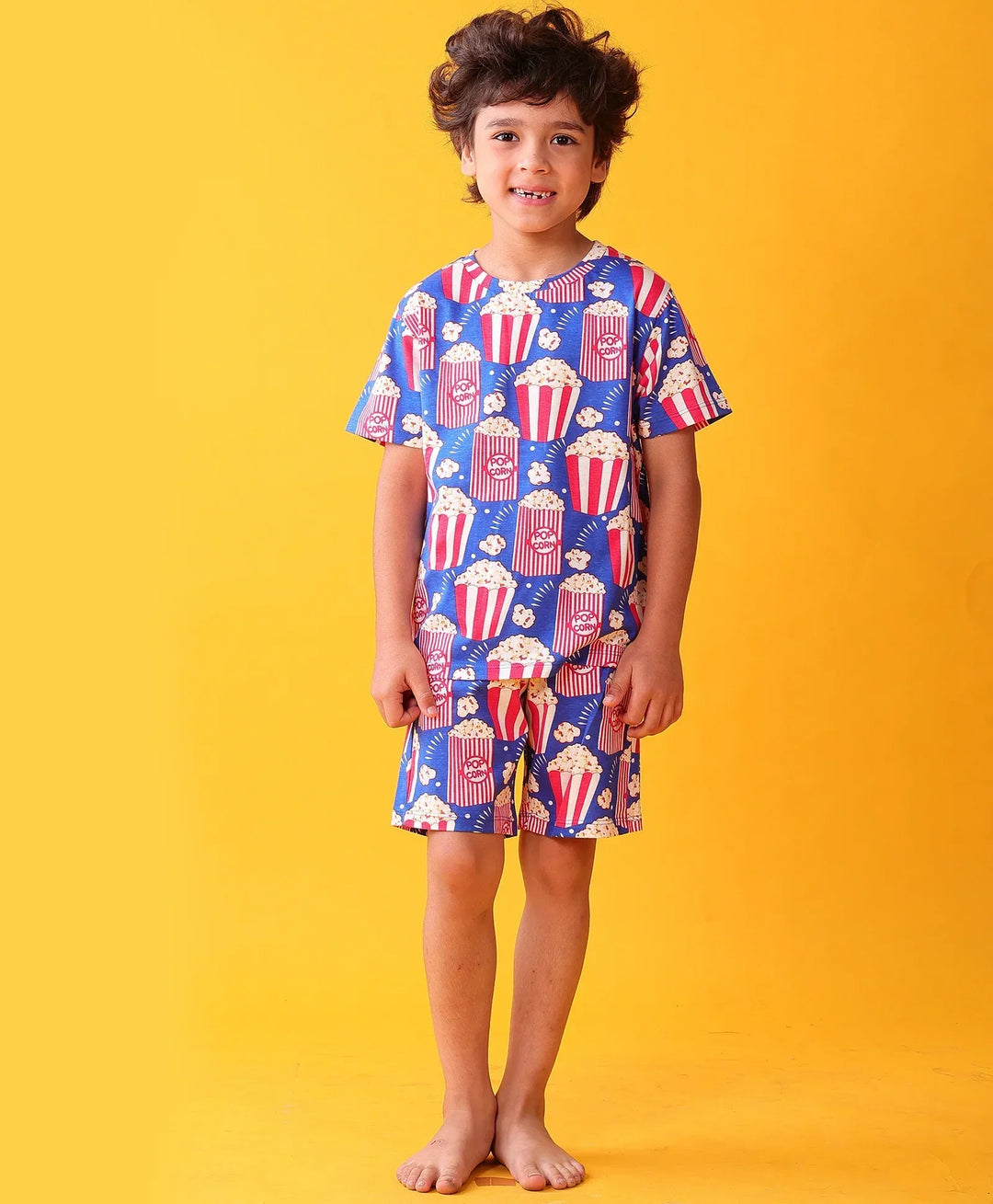POPCORN BLUE SLEEPWEAR SHORTS SET - BLUE - Anthrilo 