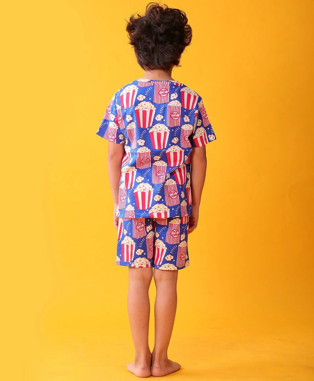 POPCORN BLUE SLEEPWEAR SHORTS SET - BLUE - Anthrilo 