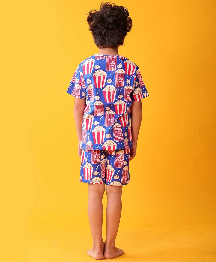 POPCORN BLUE SLEEPWEAR SHORTS SET - BLUE - Anthrilo 