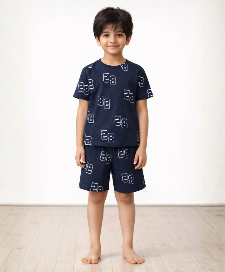 Numbers Navy Sleepwear Shorts Set - Navy