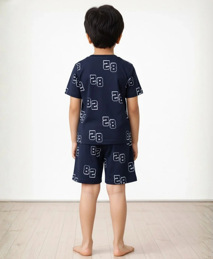 Numbers Navy Sleepwear Shorts Set - Navy