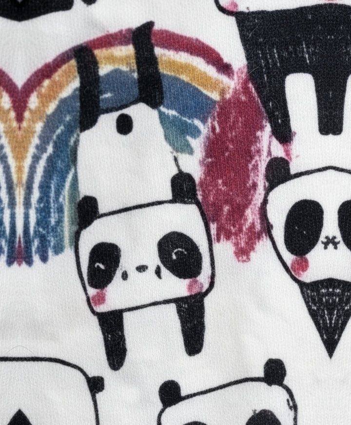 Panda Short Sleeve Boys T-Shirt- Off White