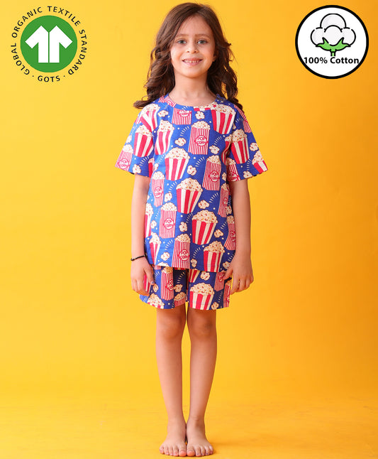 POPCORN GIRLS SLEEPWEAR SHORT SET - BLUE