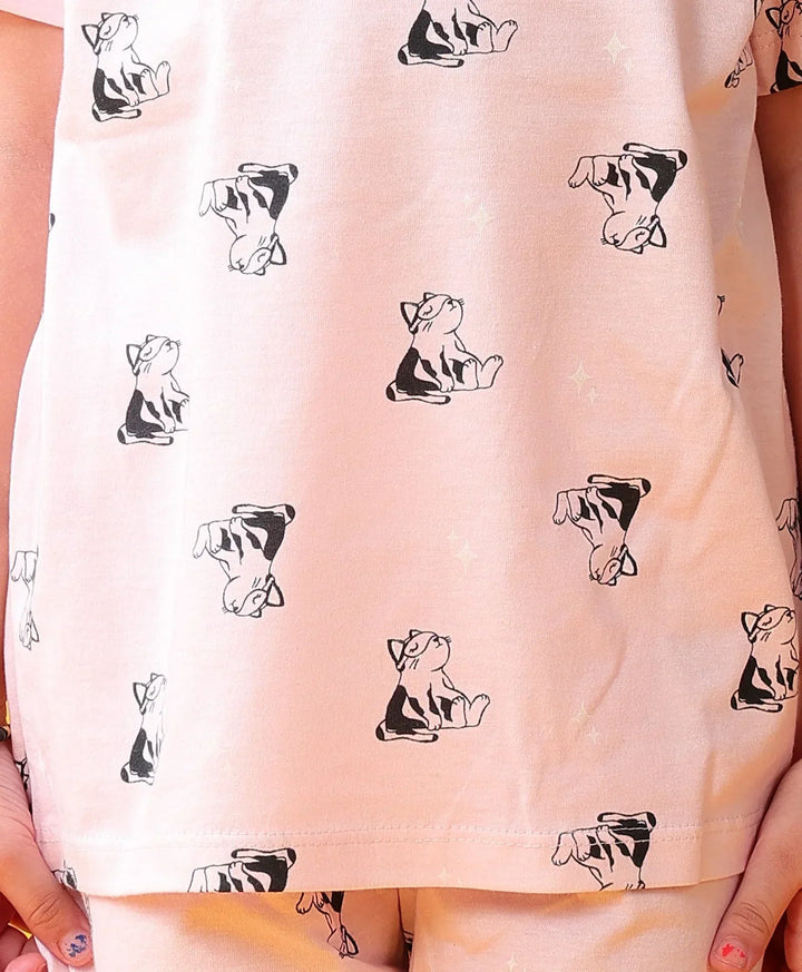 CAT PINK GIRLS SLEEPWEAR SHORT SET - PINK - Anthrilo 