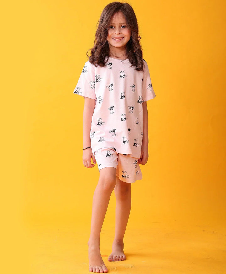 CAT PINK GIRLS SLEEPWEAR SHORT SET - PINK - Anthrilo 