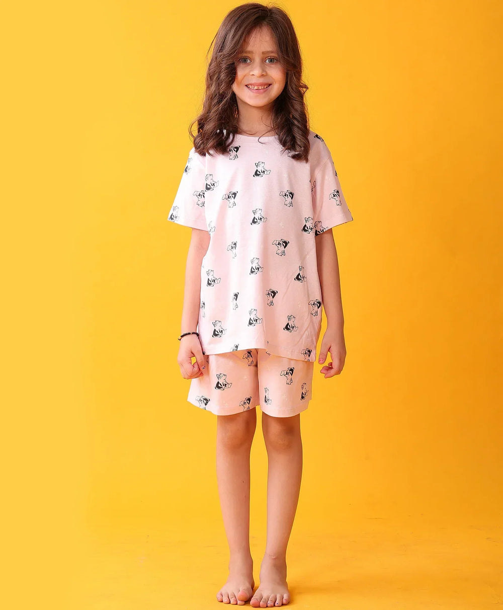 CAT PINK GIRLS SLEEPWEAR SHORT SET - PINK - Anthrilo 