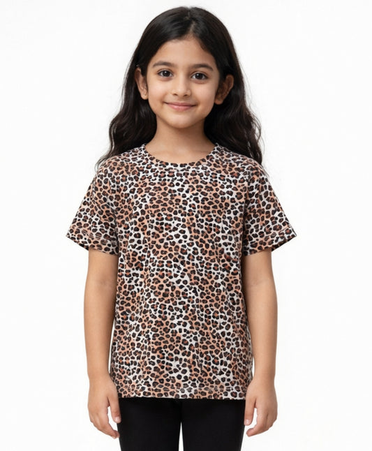 LEOPARD BLACK SHORT SLEEVE T-SHIRT - BLACK