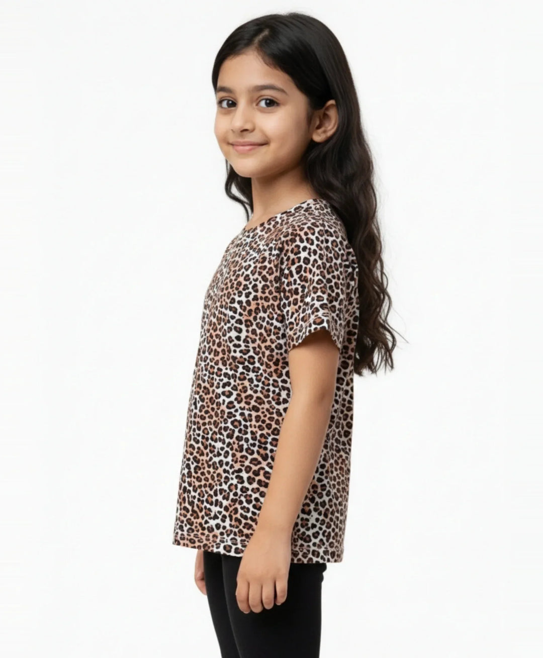 Leopard Black Short Sleeve T-Shirt - Black