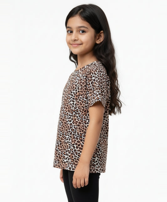 LEOPARD BLACK SHORT SLEEVE T-SHIRT - BLACK