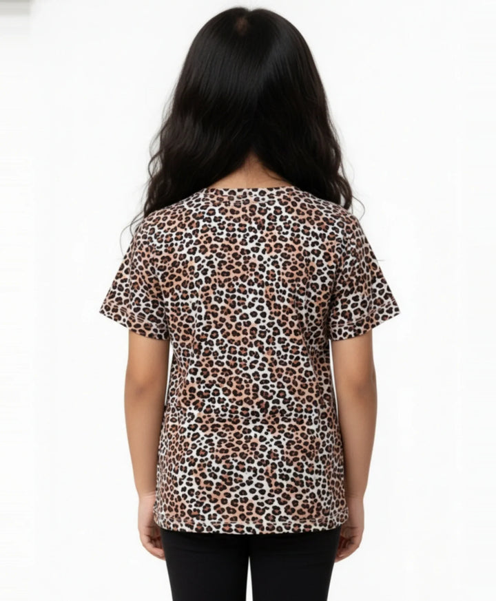 Leopard Black Short Sleeve T-Shirt - Black
