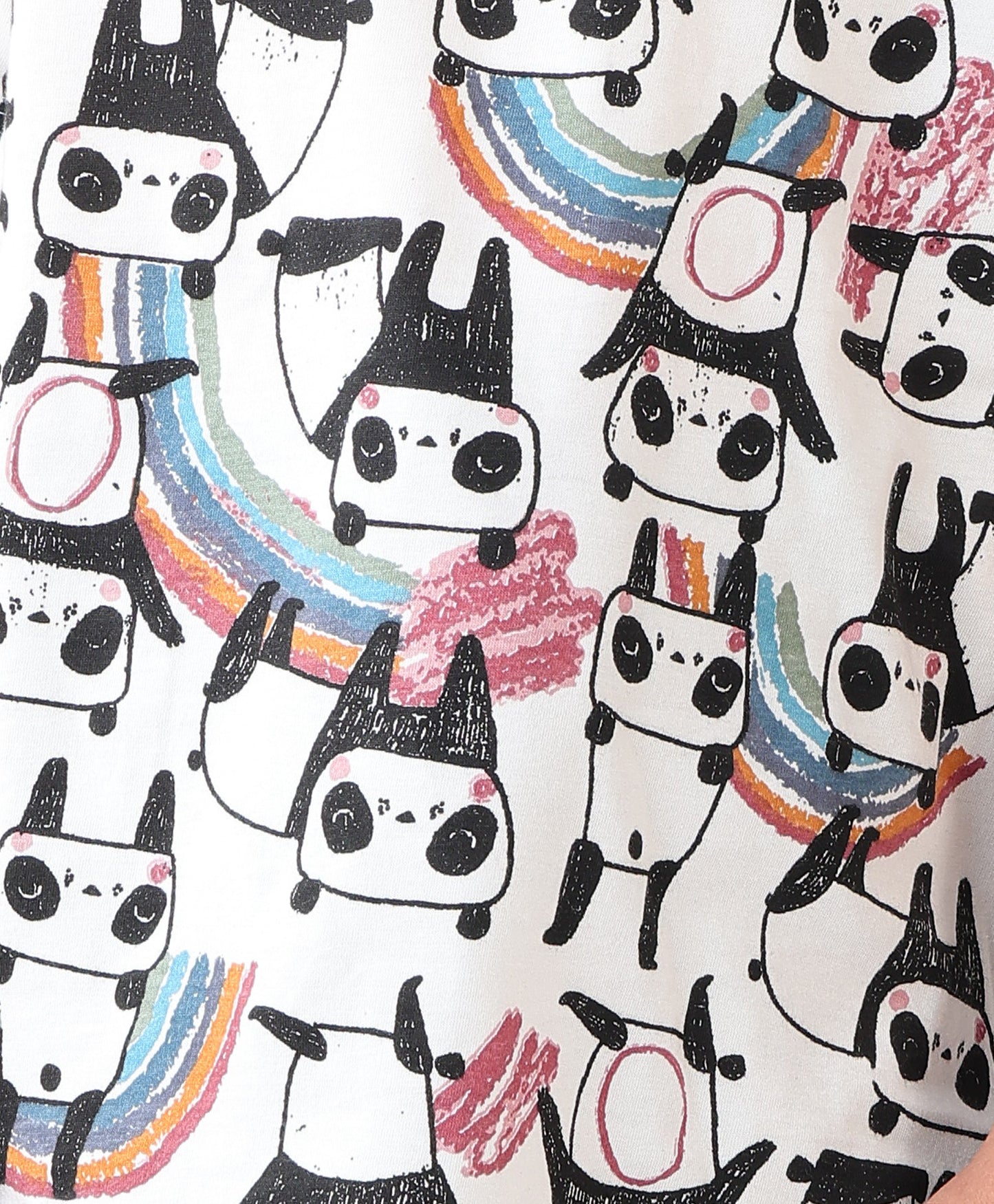 PANDA SHORT SLEEVE GIRLS T-SHIRT - OFF WHITE