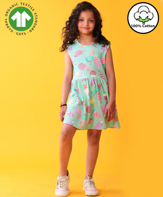 ICECREAM GIRLS SUMMER SLEEVELESS PARTY DRESS - AQUA