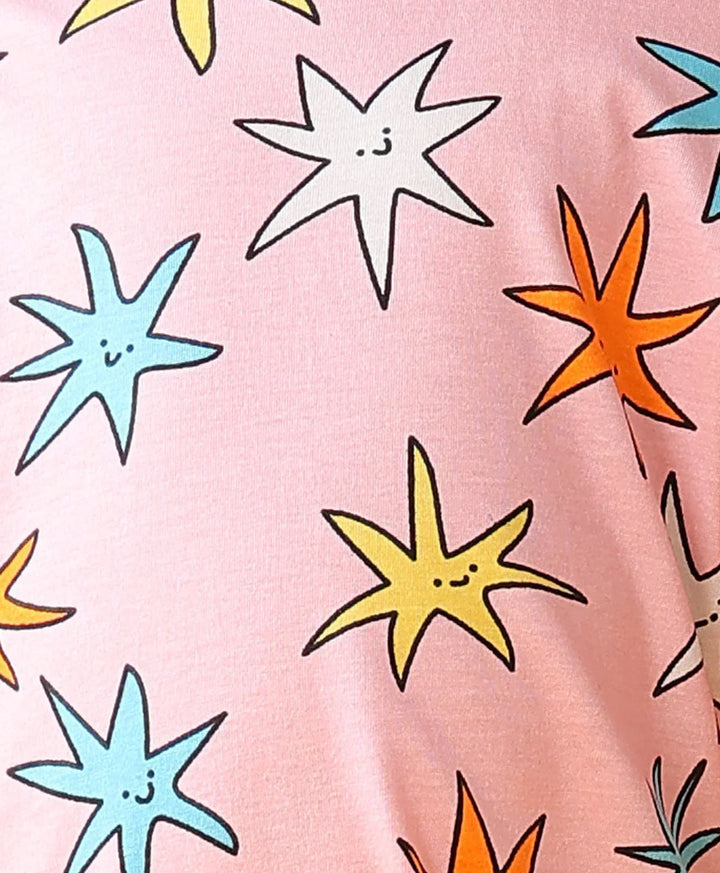 SMILING STAR GIRLS NIGHT DRESS - PINK - Anthrilo 