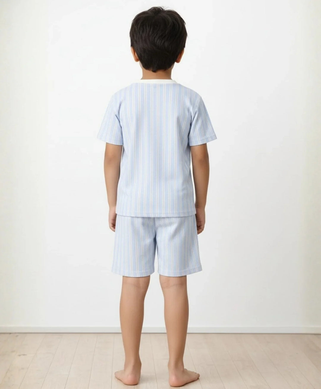 Striped Blue Sleepwear Shorts Set - Blue