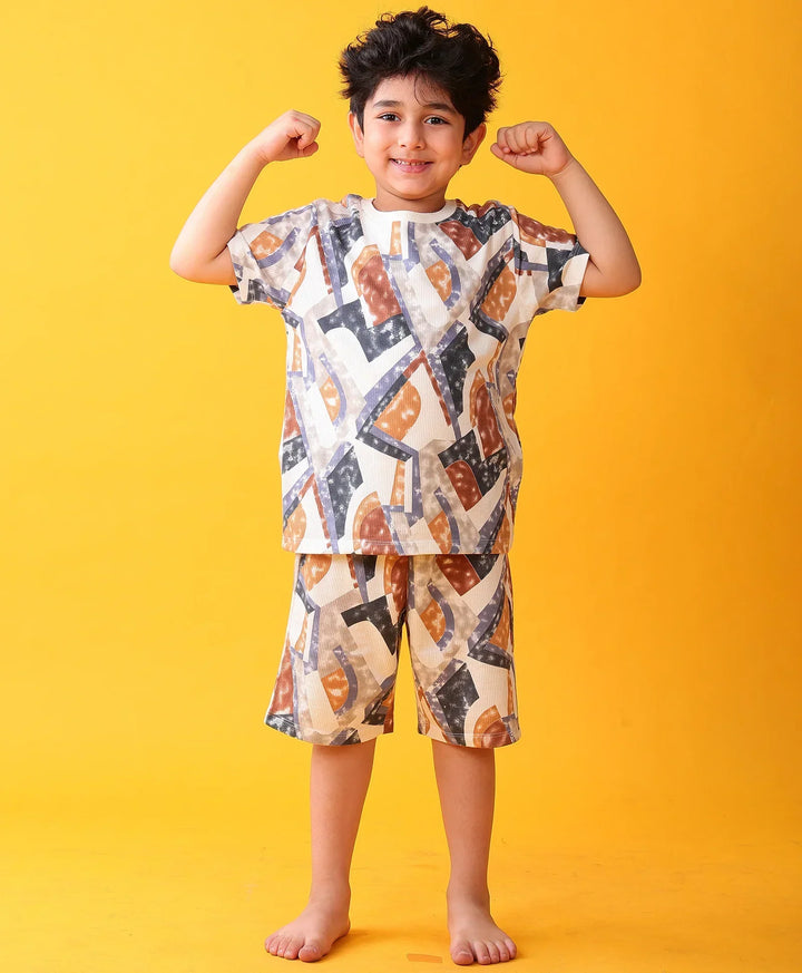 ZIG ZAG BLUE SLEEPWEAR SHORTS SET - BLUE - Anthrilo 