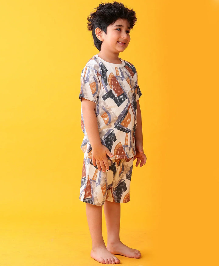 ZIG ZAG BLUE SLEEPWEAR SHORTS SET - BLUE - Anthrilo 