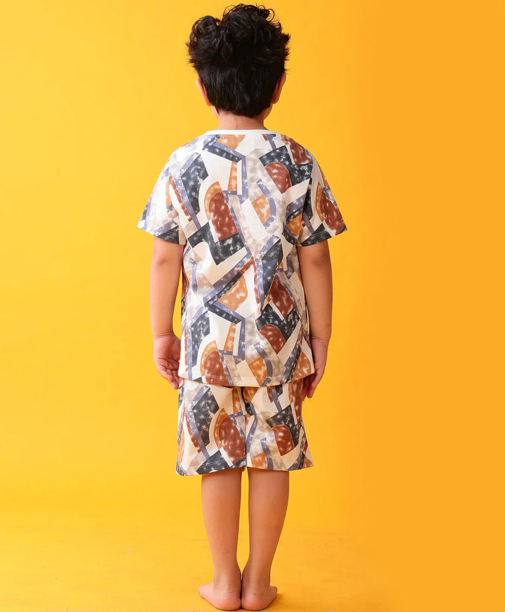 ZIG ZAG BLUE SLEEPWEAR SHORTS SET - BLUE - Anthrilo 