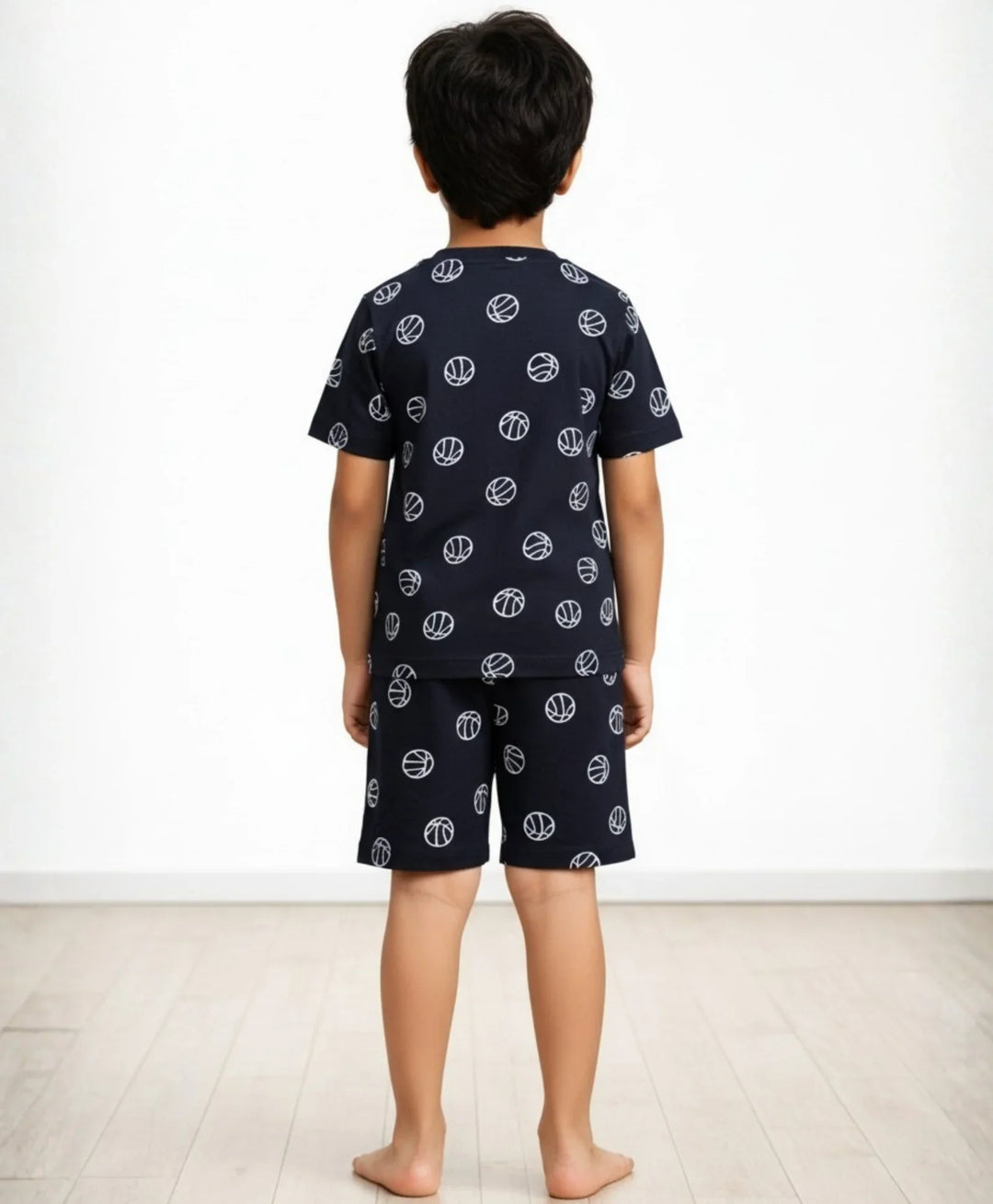 Basketball Boys Sleepwear Shorts Set - Black