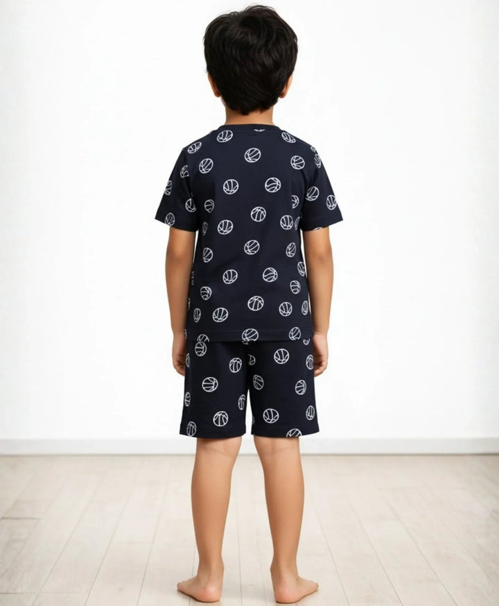 Basketball Boys Sleepwear Shorts Set - Black