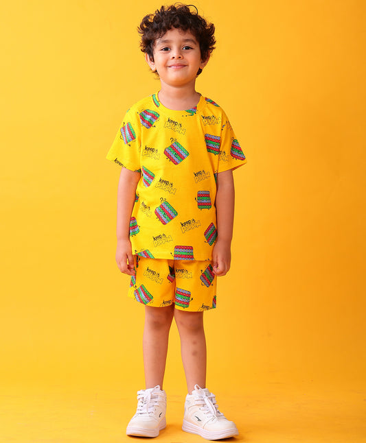 POP IT PLAYTIME T-SHIRT SHORTS SET - YELLOW