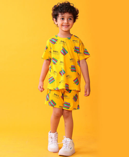 POP IT PLAYTIME T-SHIRT SHORTS SET - YELLOW